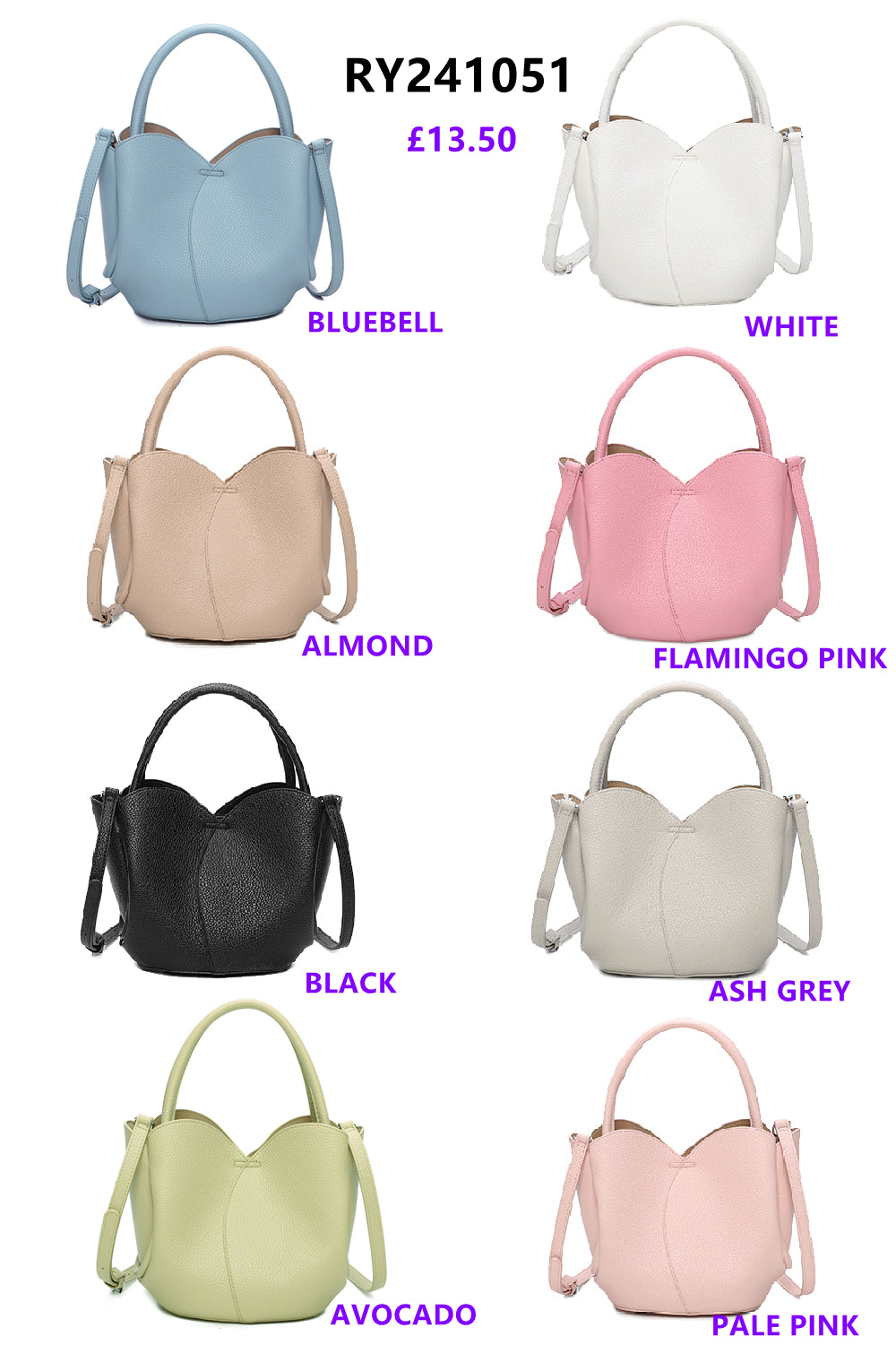 The Petal 2in1 PU Leather Shoulder Hand Bag With an Extra Crossbody Bag - RY241051