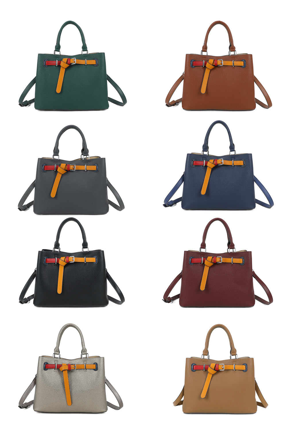 Beltline Muse Triple Compartments PU Leather Top Handle Crossbody Bag - RY250425