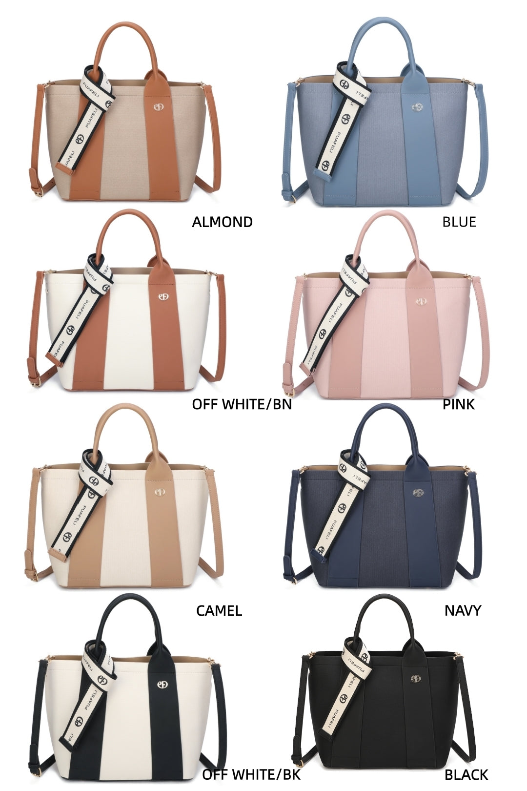 Valmont PU Leather Triple Compartment Structured Canvas Tote Bag - RY250973