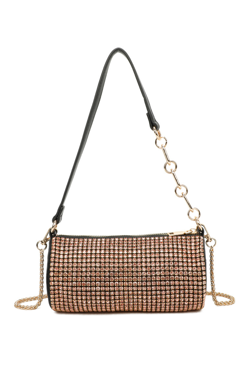 Marteau Diamond Embellished Cyclinder Shaped Evening Chain Strap Shoulder Bag