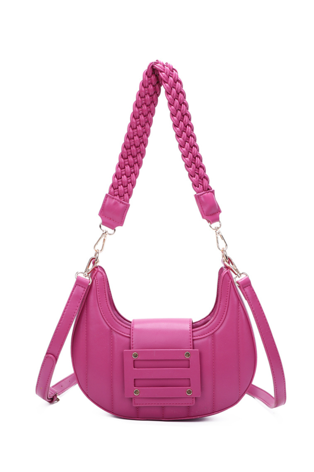 Lua Crescent Shaped PU Leather Shoulder Bag with Knotted Strap