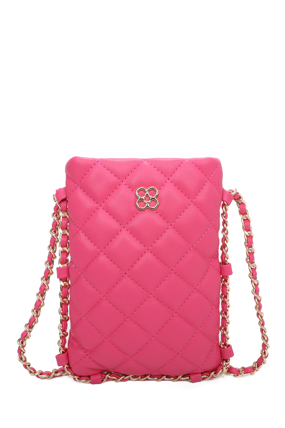 Clover Quilted Diamond Patterned Mini PU Leather Vertical Crossbody Bag