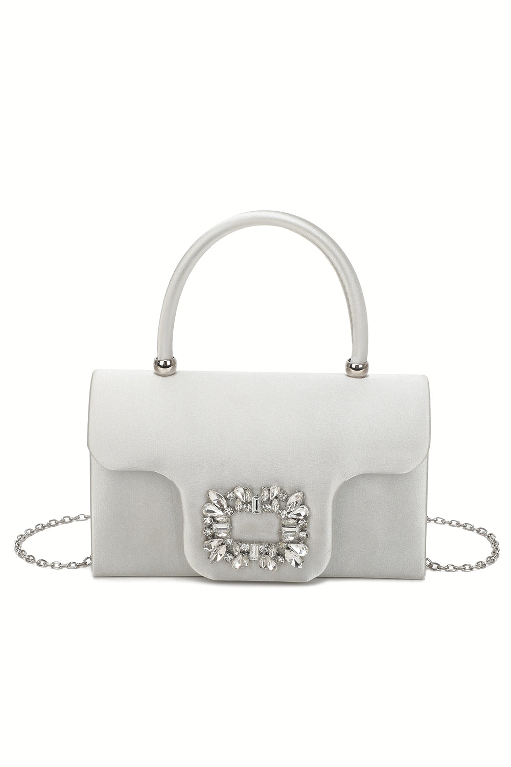 Starlit Satin Top Handle Clutch Bag With Diamond Decoration - RZ2531