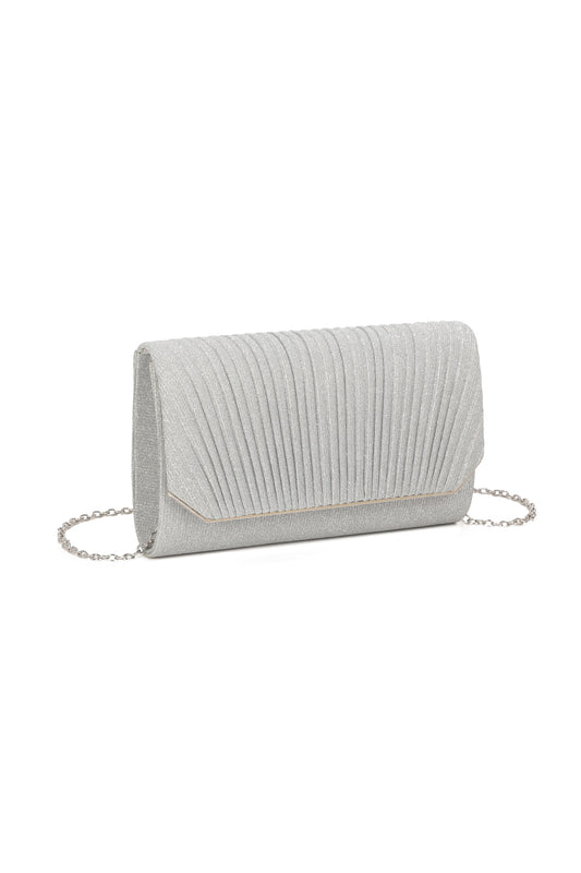 Celinea Glittering Trim Pleated Crossbody Bag With A Metal Chain - RH312