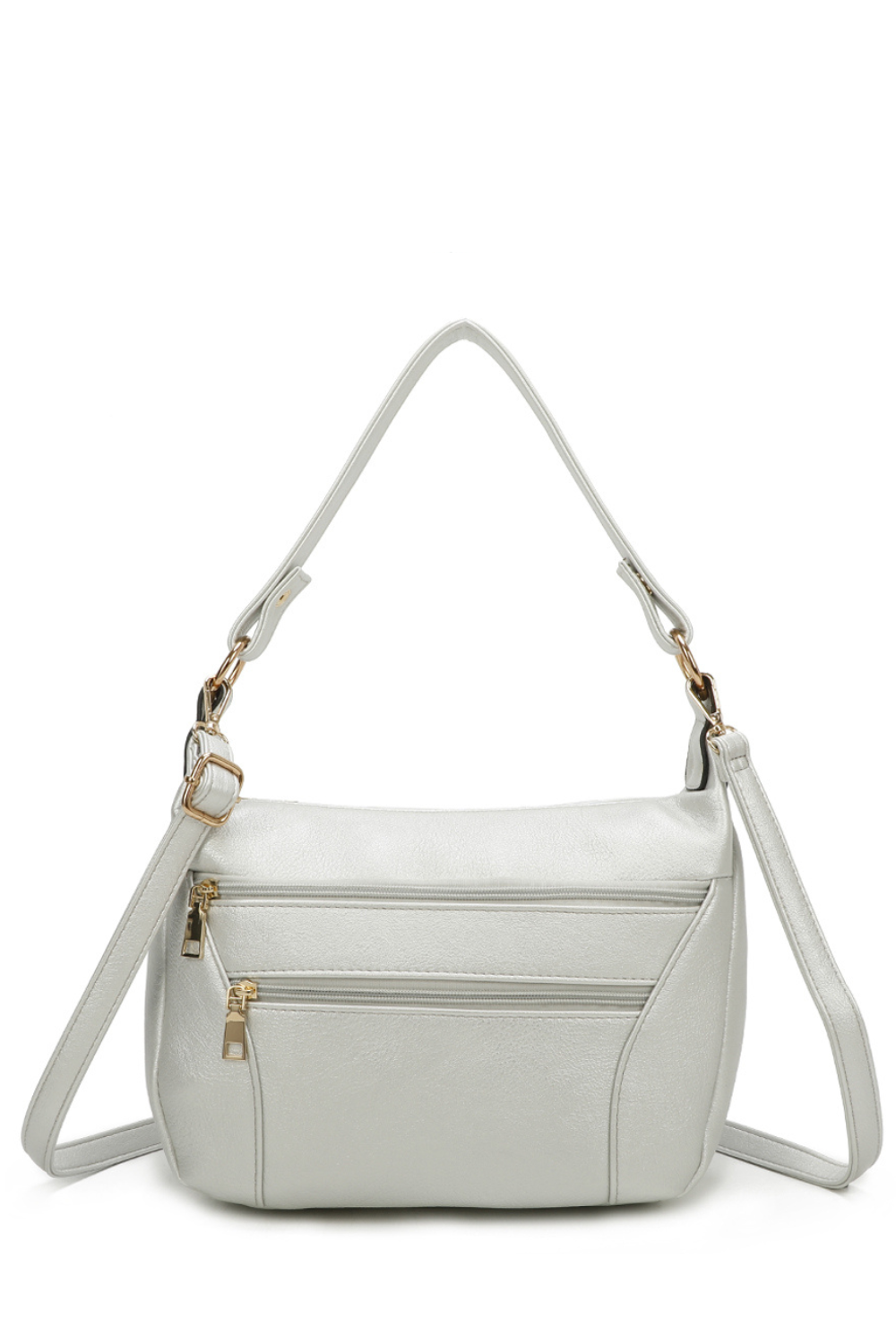 Sims Quadruple Zipped PU Leather Crossbody Shoulder Bag