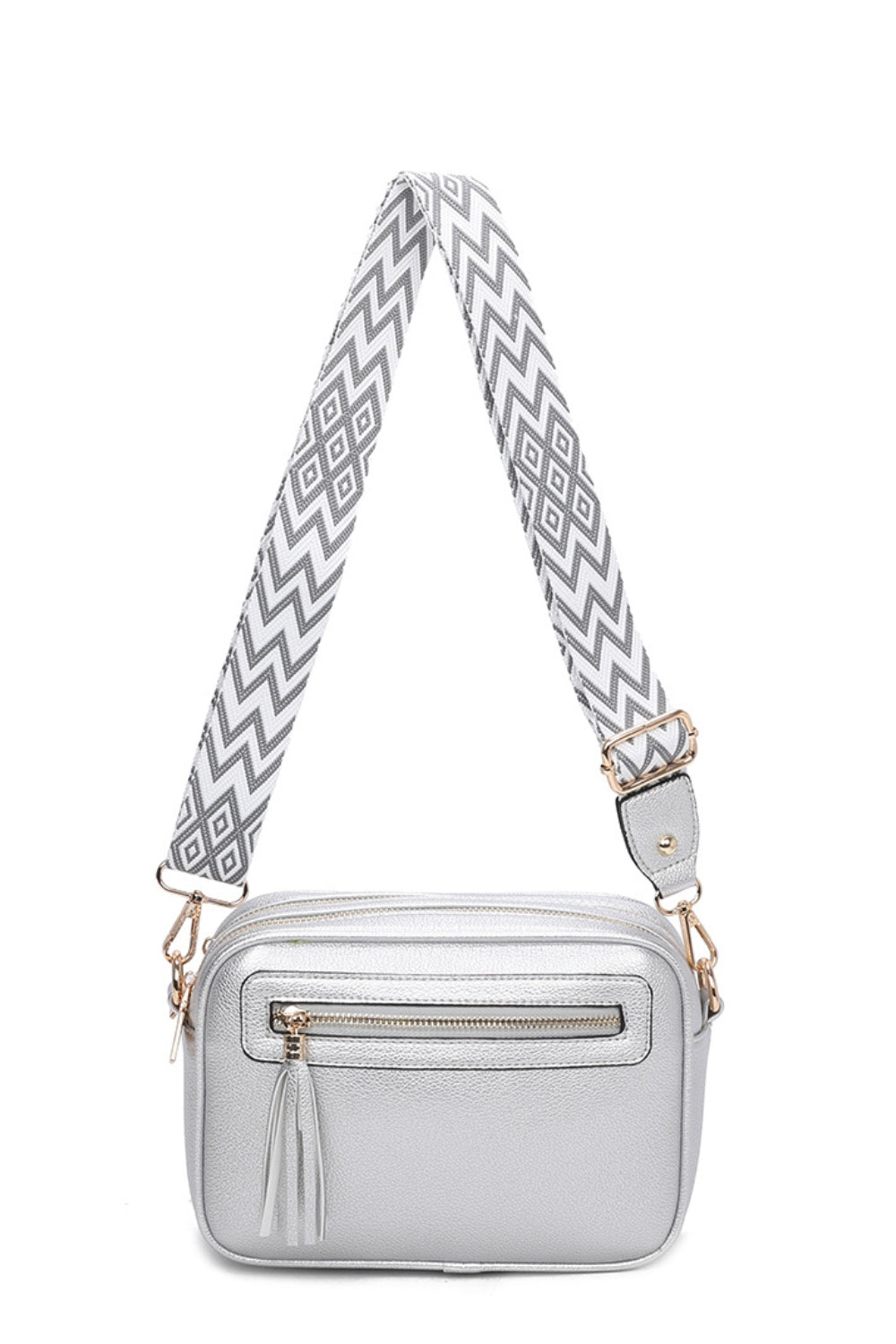 Tassol Zip Crossbody Bag with Canvas Strap