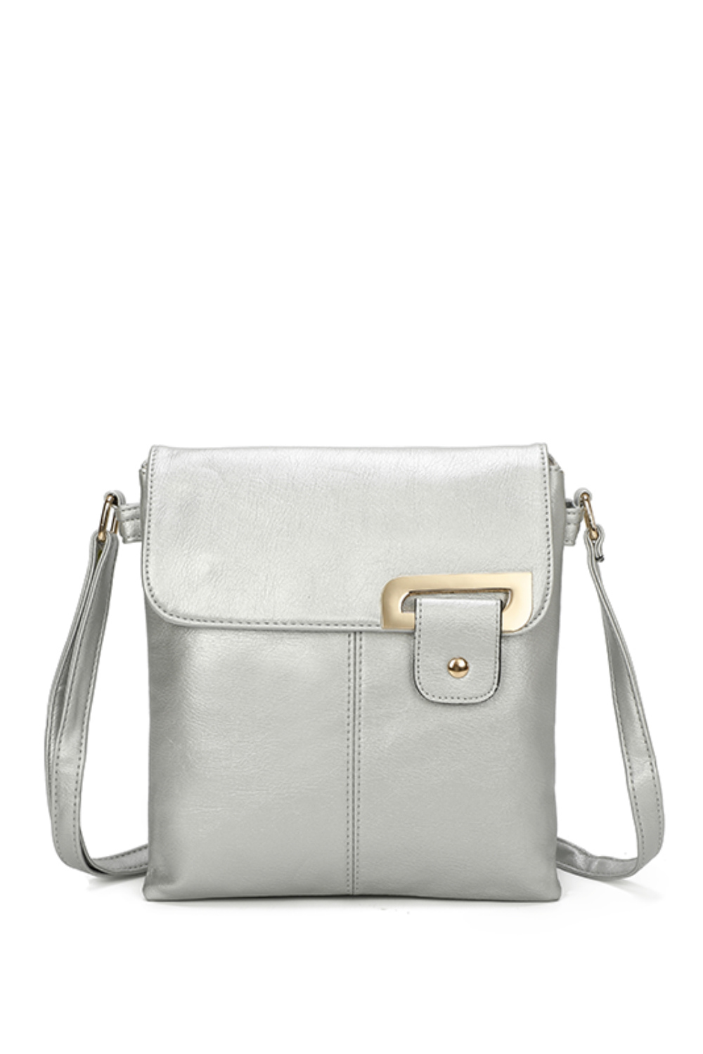 Clasico Gold Accent Buckle Crossbody Messenger Bag