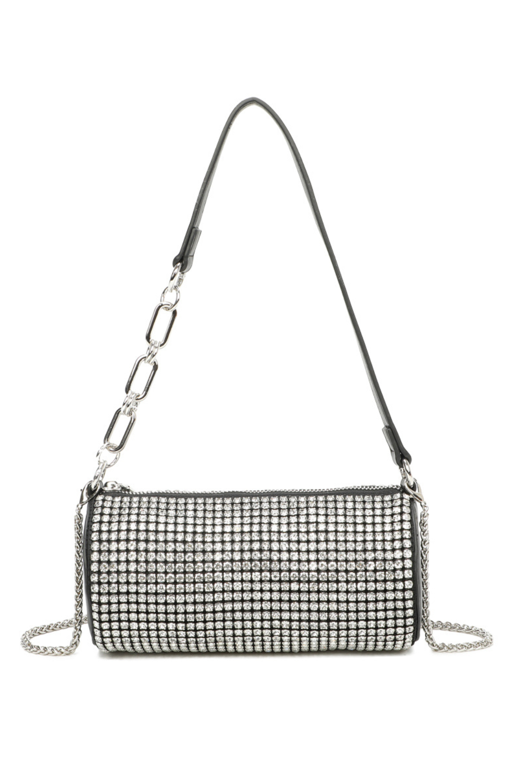 Marteau Diamond Embellished Cyclinder Shaped Evening Chain Strap Shoulder Bag