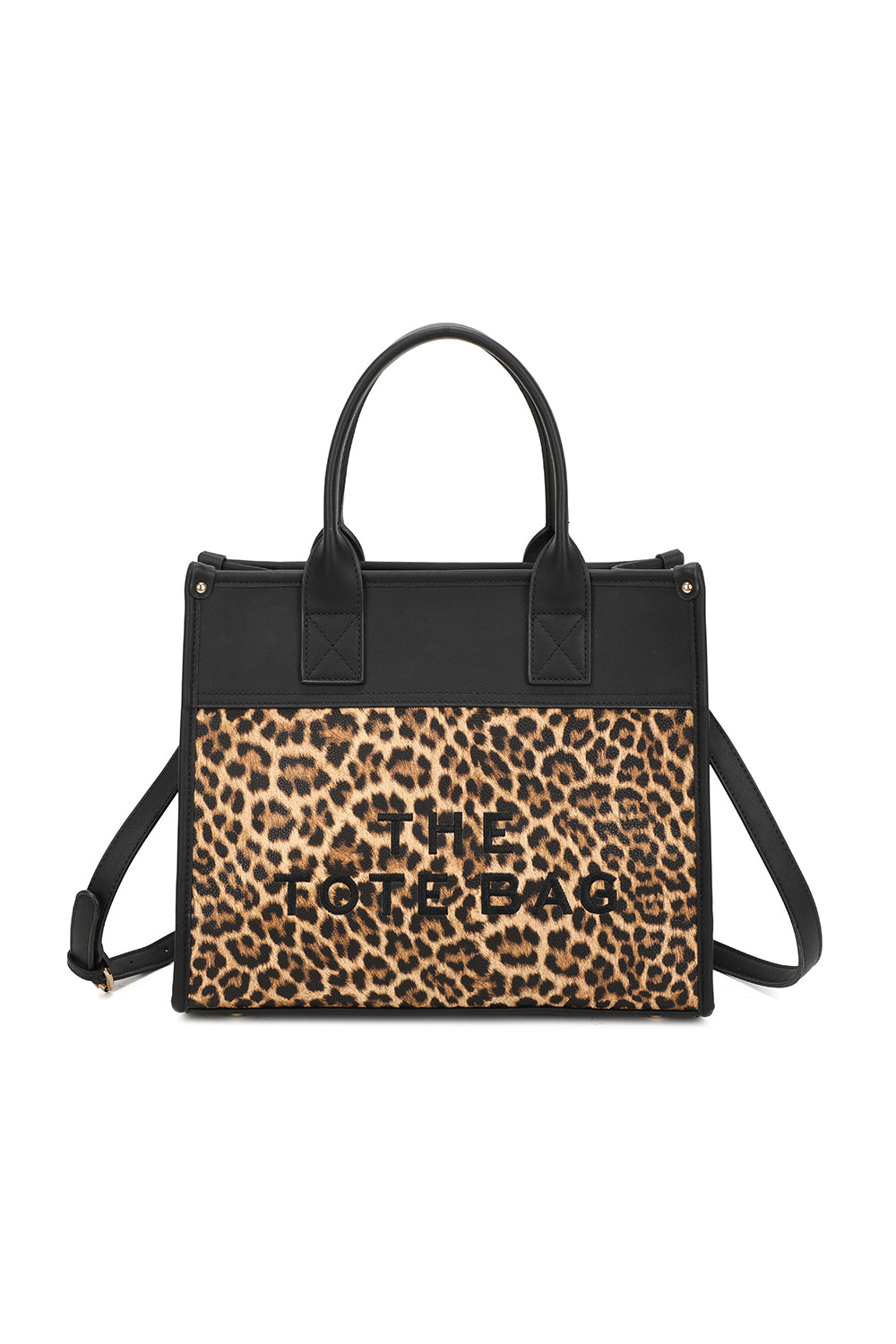 Glam PU Leather Top Handle Crossbody Bag With Leopard Stripes - RB250467