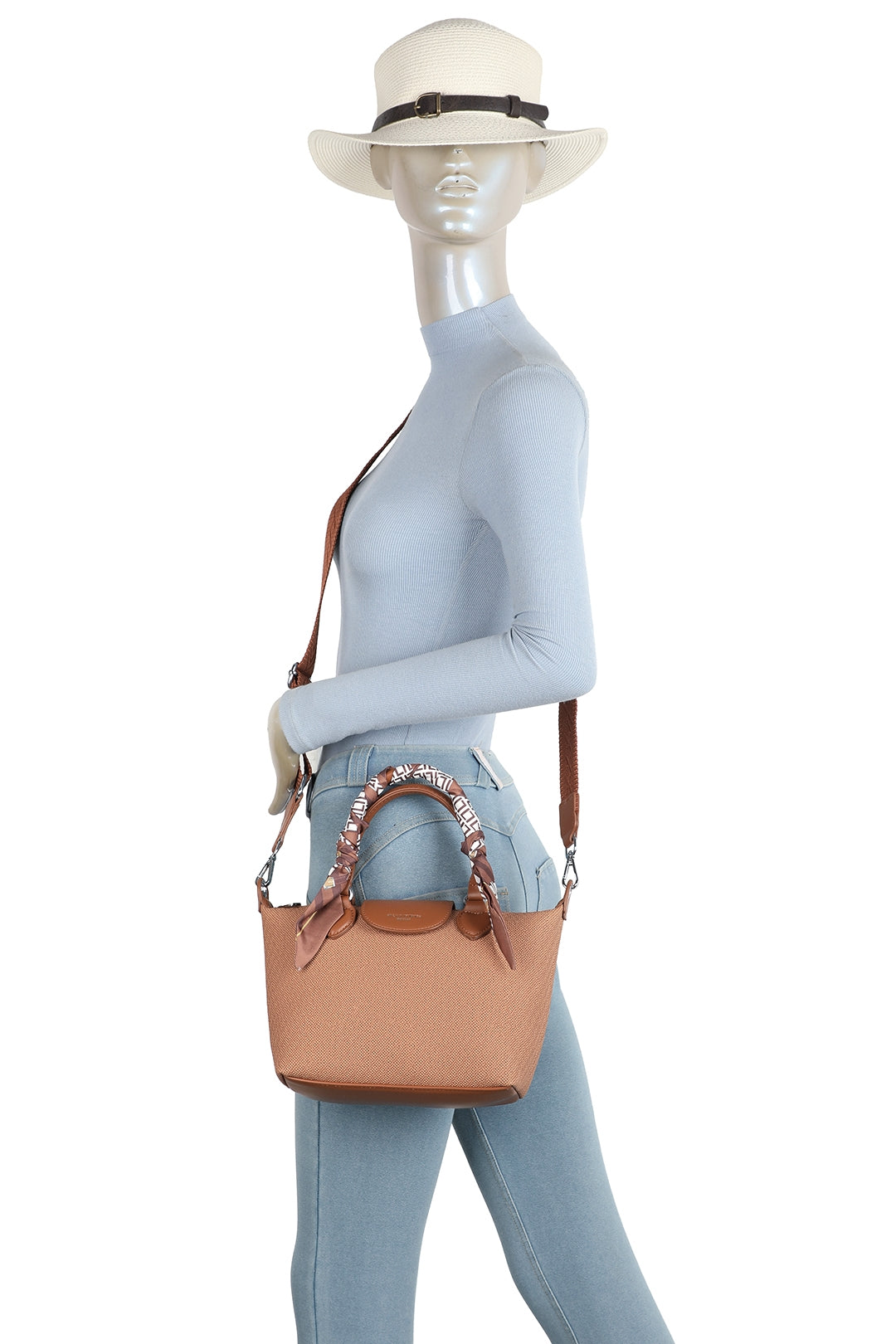 Ardenelle Large Shoulder Scarf Wrapped Top Handle Bag - RY250967
