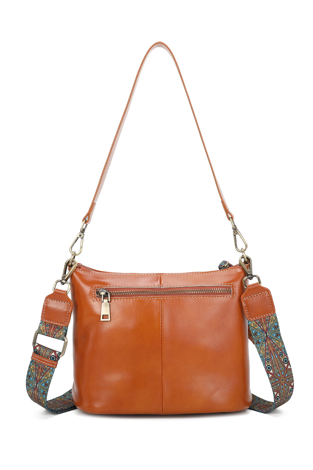 Rivier Leather Crossbody Shoulder Bag With Canvas Strap