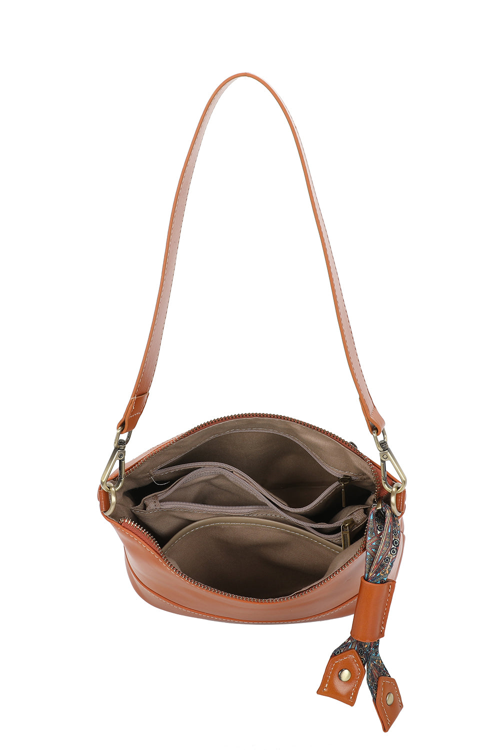 Rivier Leather Crossbody Shoulder Bag With Canvas Strap