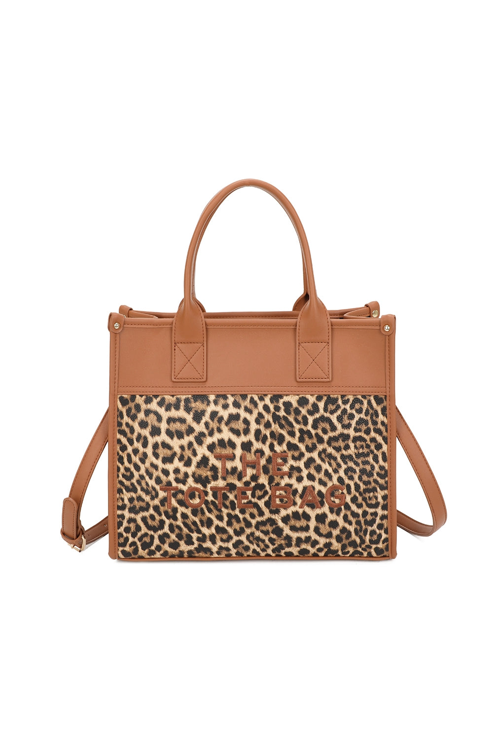 Glam PU Leather Top Handle Crossbody Bag With Leopard Stripes - RB250467