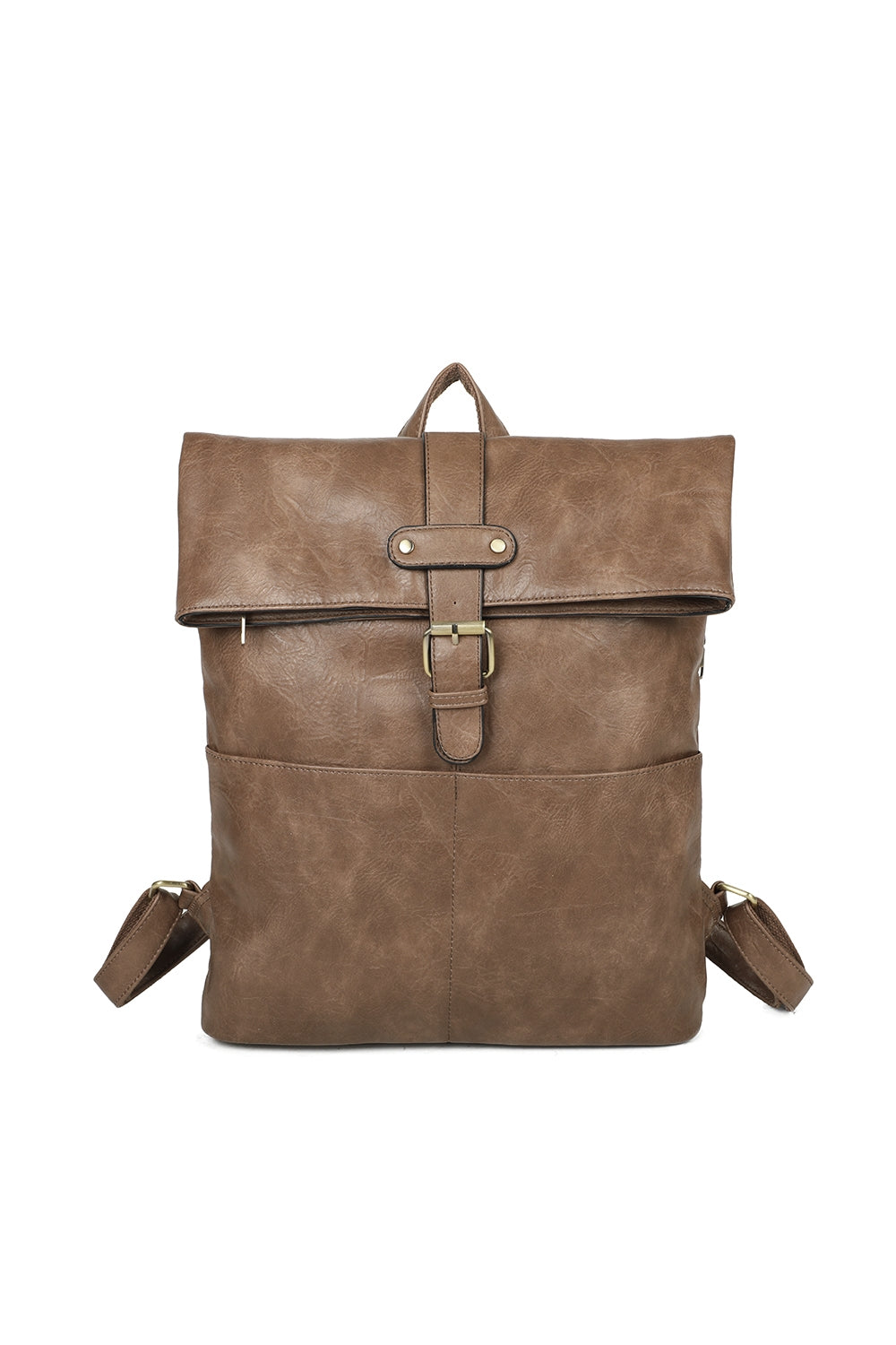 Buckle Style Unisex PU Leather Backpack - RX250581