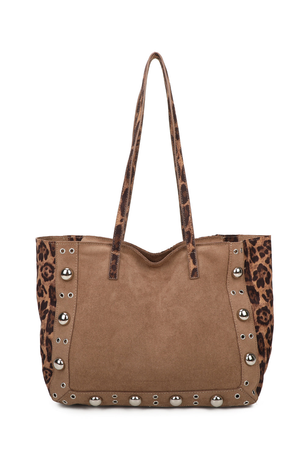 Leopard Patterned Luxe Soft Suede PU Leather Tote Bag Including A Crossbody Bag - RJ250478