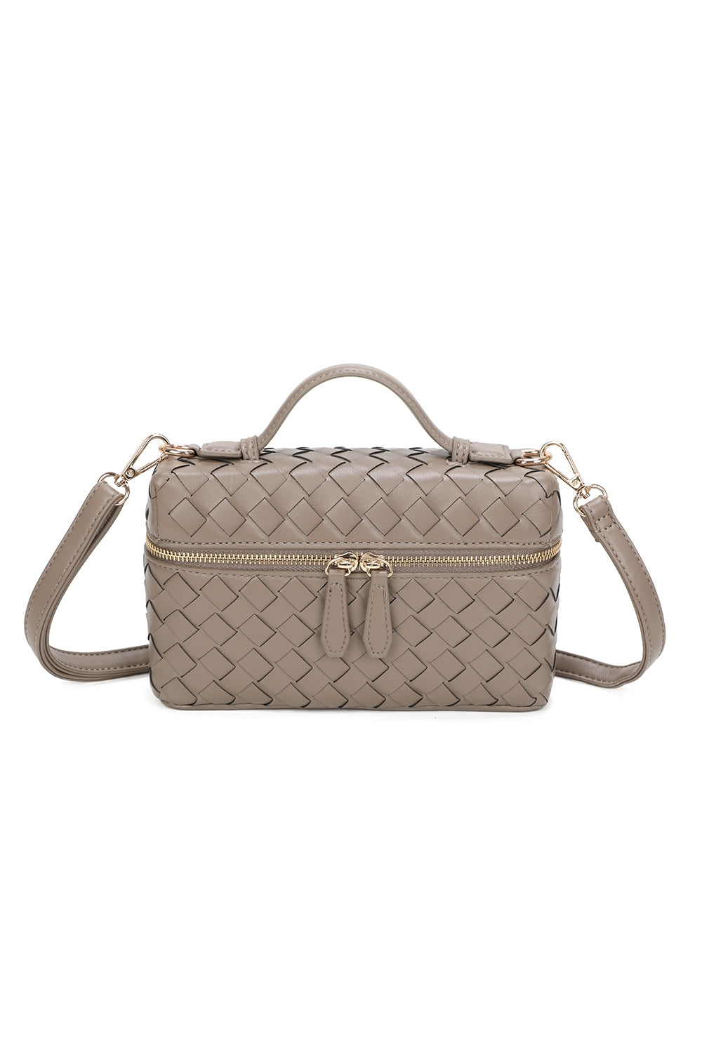Artisan Woven PU Leather Top-Handle Crossbody Bag - RX25401