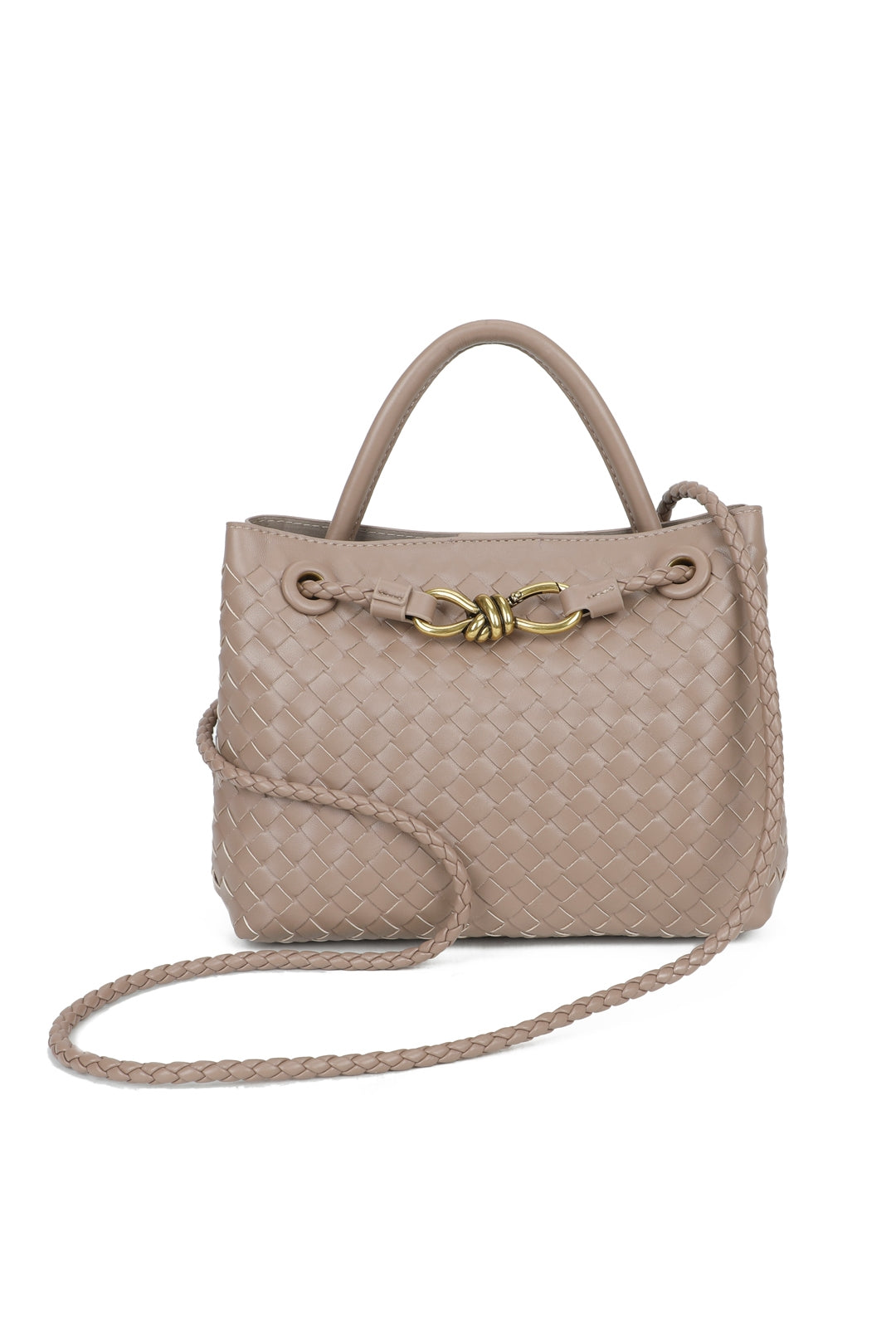 Mirelle Hand-woven Top-Handle Tote Bag With Bronze Knot Detail - RX26402