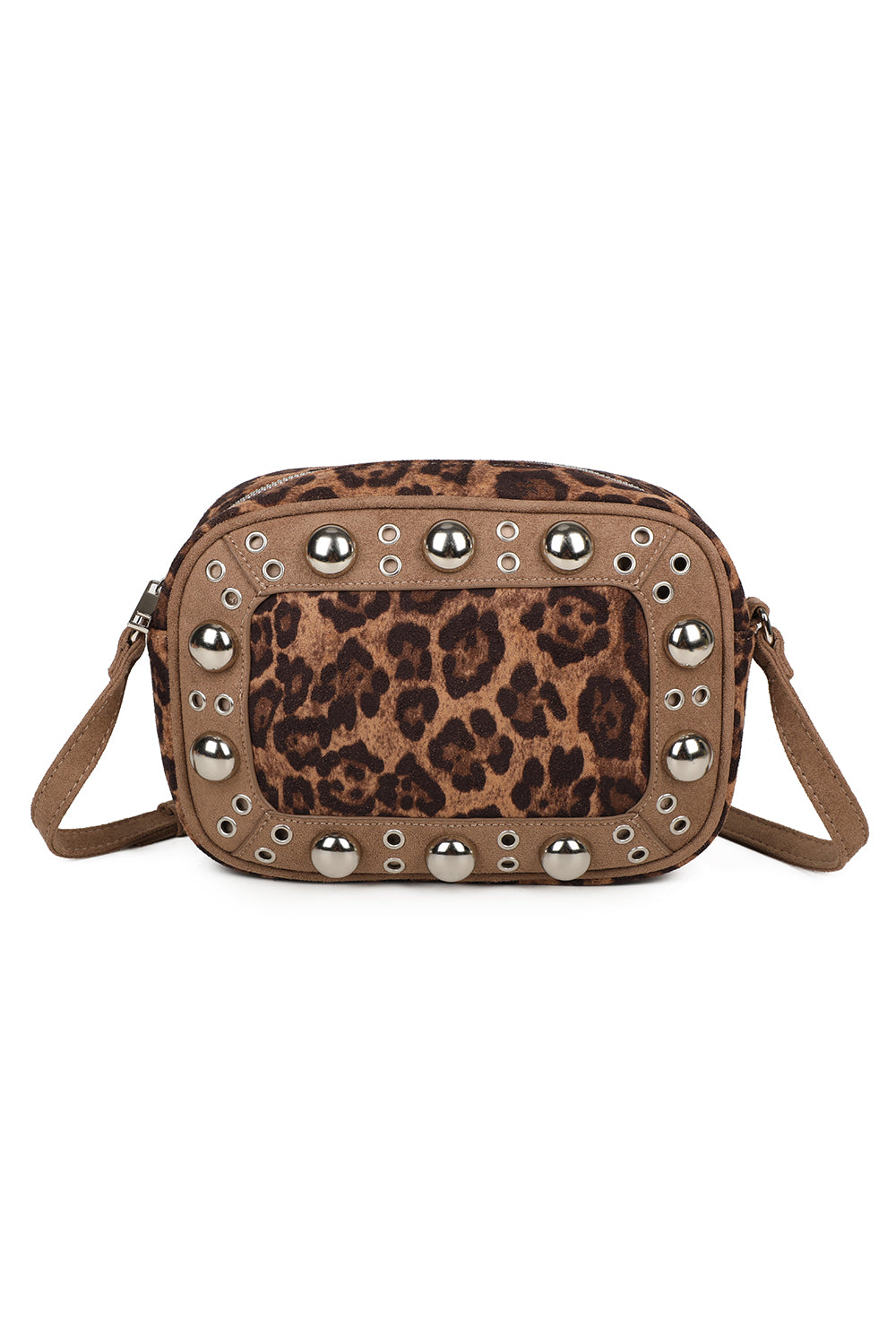 Leopard Patterned Luxe Soft Suede Leather Crossbody Bag - RJ250477