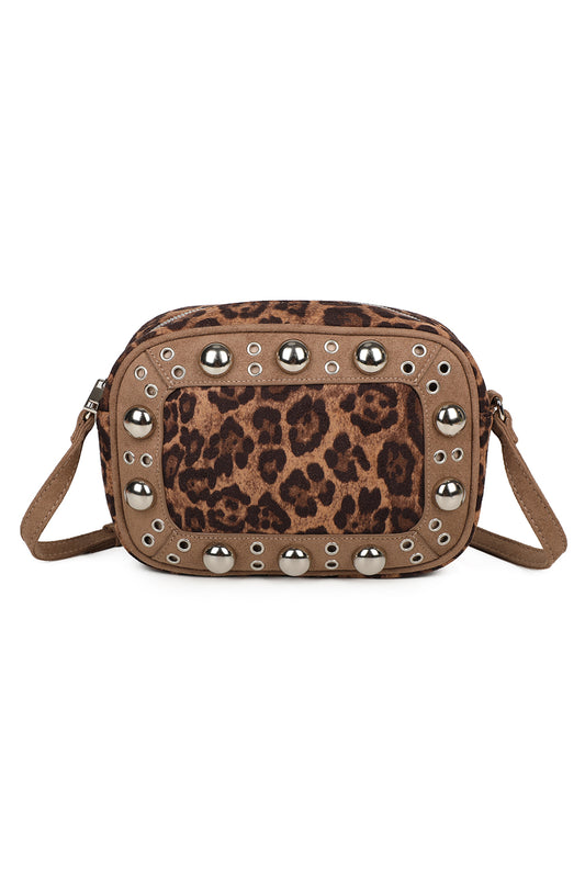 Leopard Patterned Luxe Soft Suede Leather Crossbody Bag - RJ250477