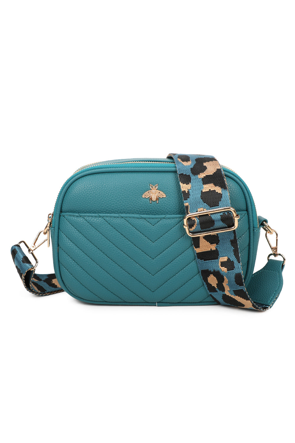 Bee Badge Quilted Double Zipper Compartment Tassel Crossbody Handbag - RW250451