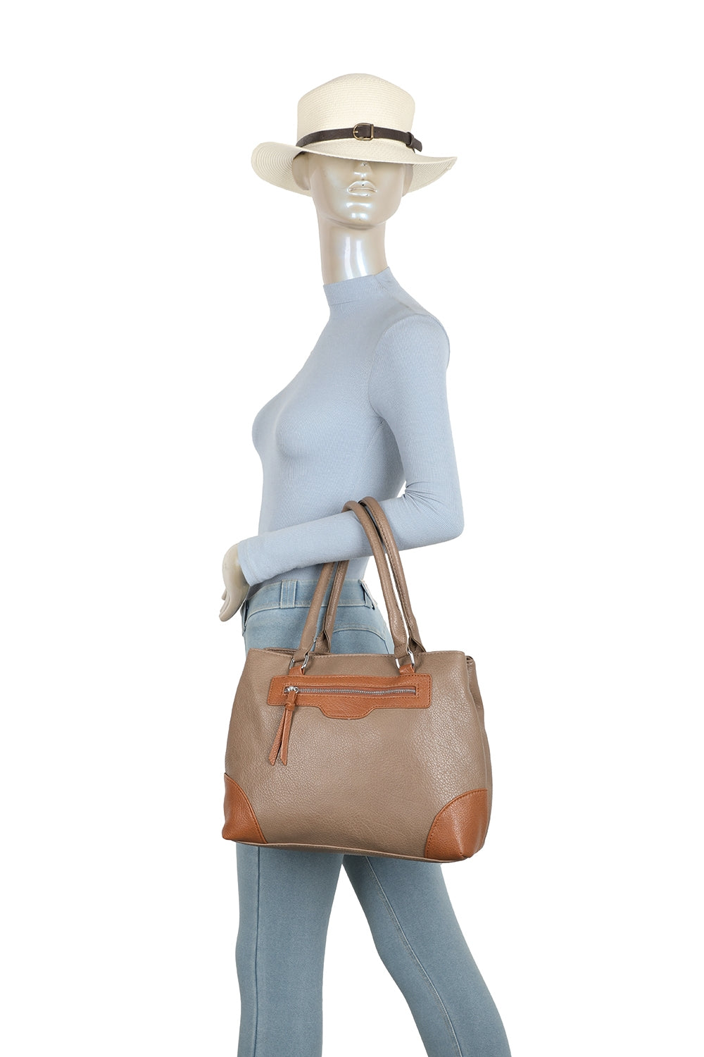 Olivette PU Leather 2 Compartments Multi Pocket Practical Hobo Bag - RW250559
