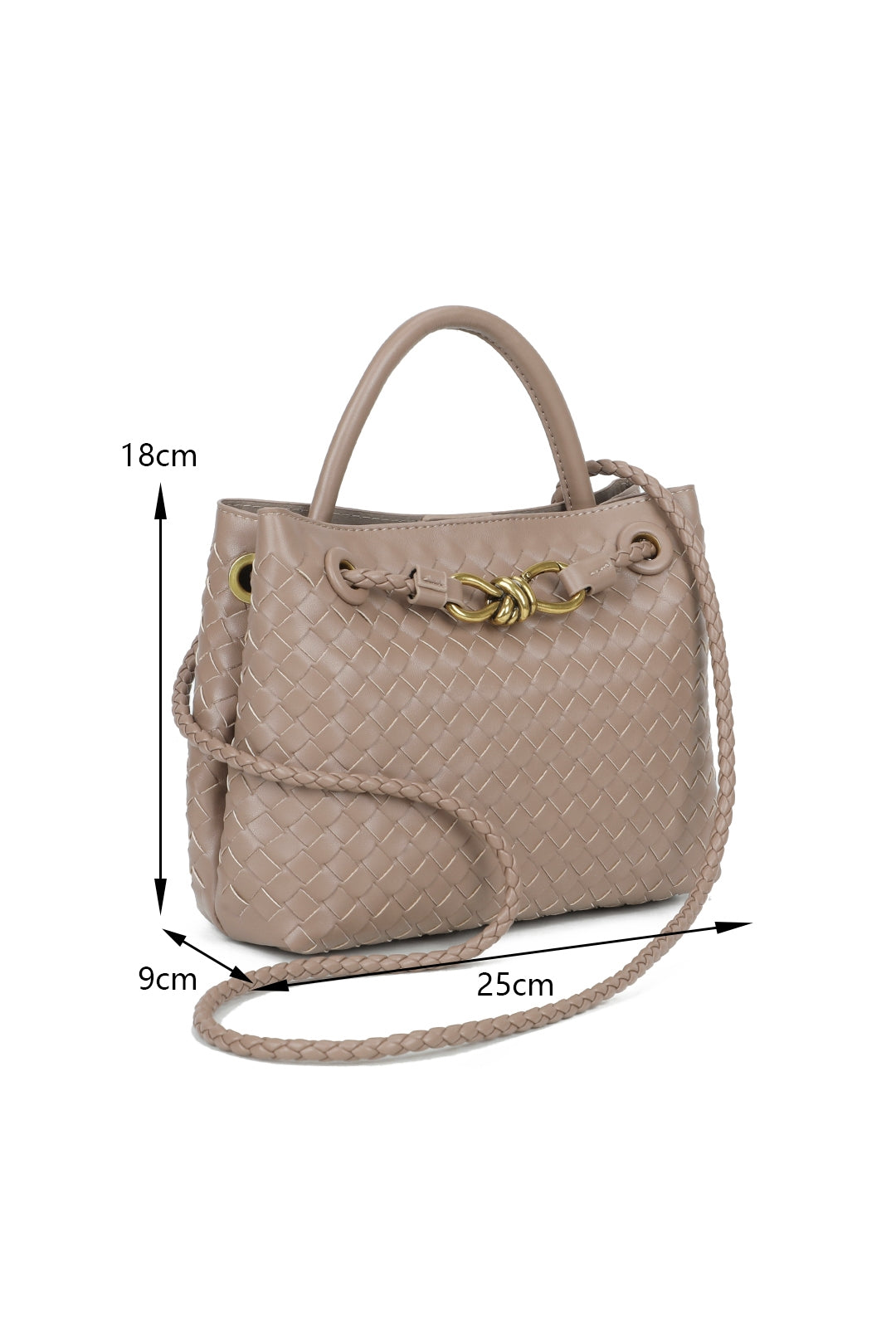 Mirelle Hand-woven Top-Handle Tote Bag With Bronze Knot Detail - RX26402