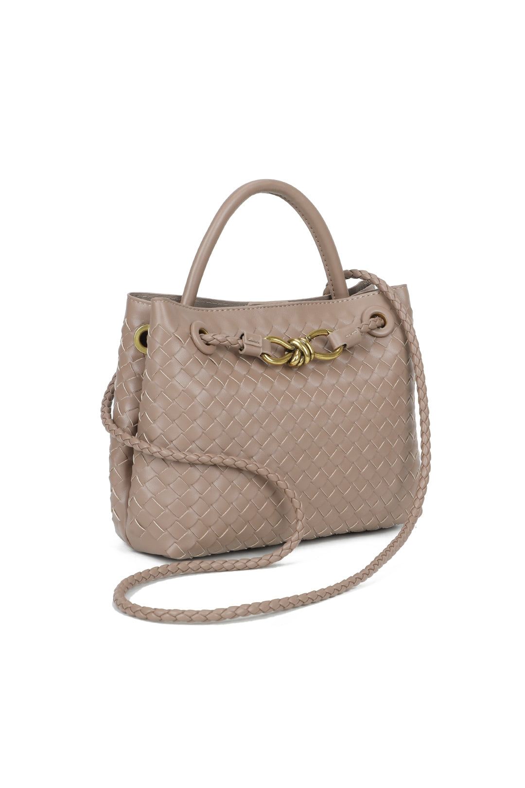 Mirelle Hand-woven Top-Handle Tote Bag With Bronze Knot Detail - RX26402