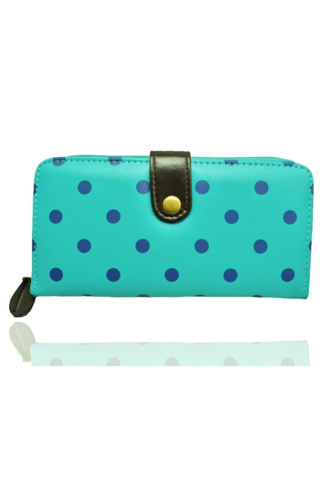 Polka Dot PU Leather Purse With Metal Button - K2 - PUS