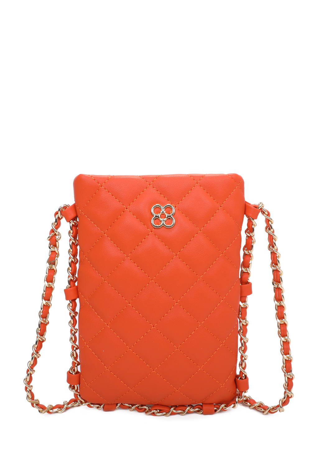 Clover Quilted Diamond Patterned Mini PU Leather Vertical Crossbody Bag