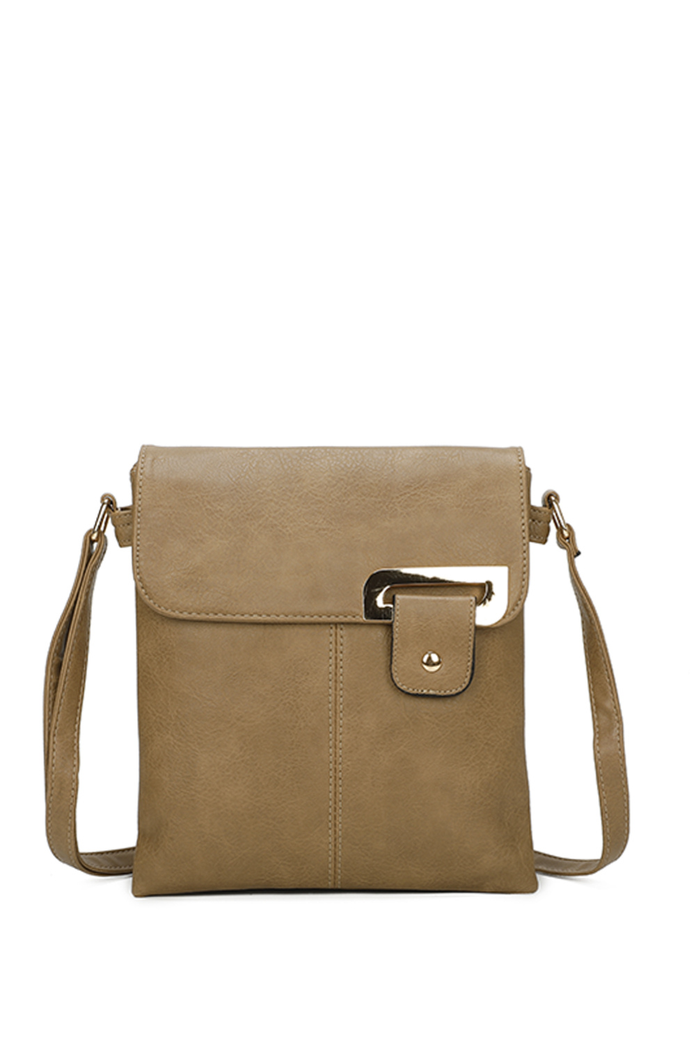 Clasico Gold Accent Buckle Crossbody Messenger Bag