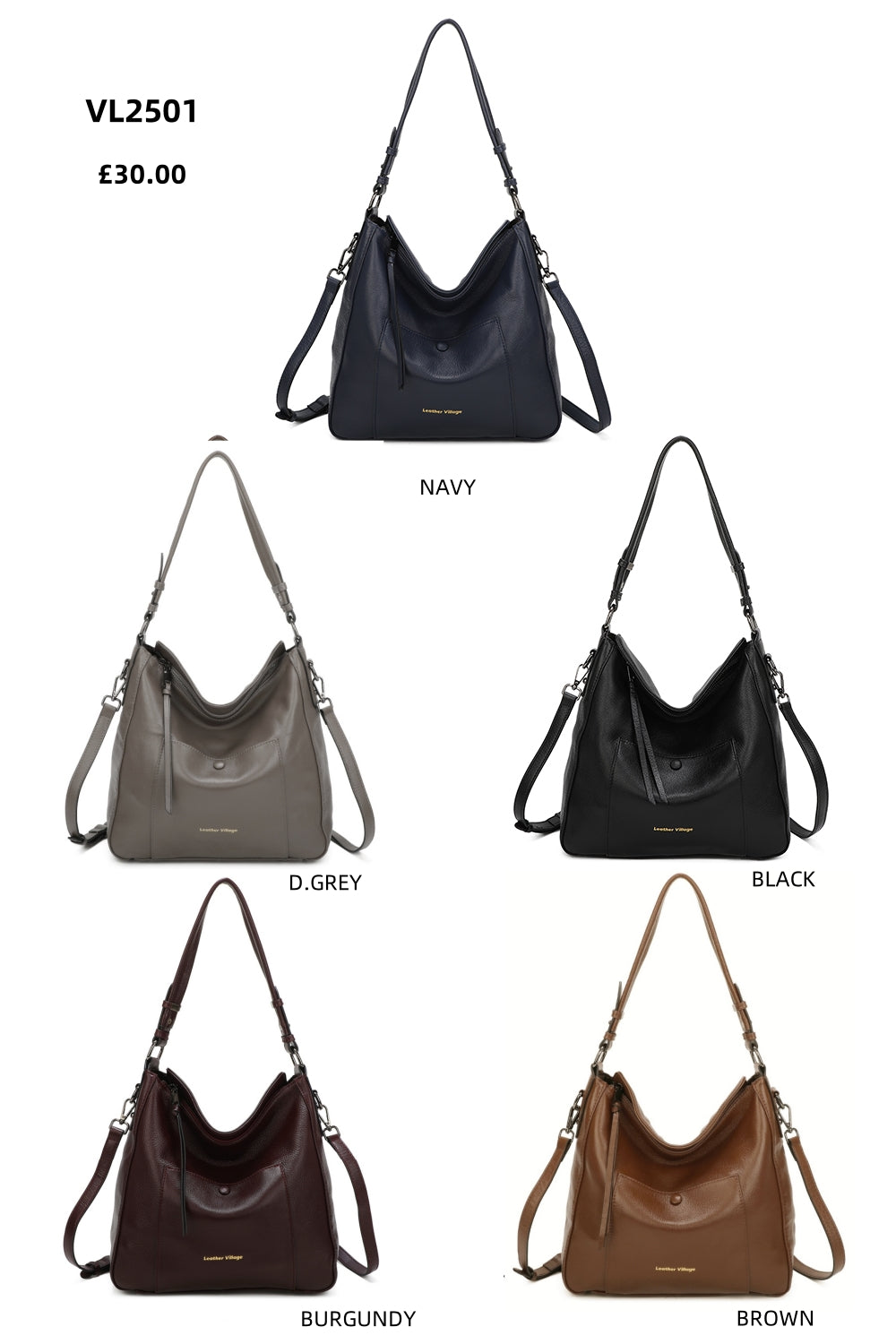 Marwyn Real Leather Hobo Shoulder Bag - VL2501