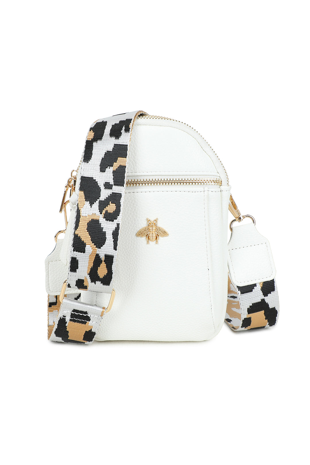 Gabby Bee Badge Triple Pockets Crossbody Phone Bag with Canvas Strap - RB230921