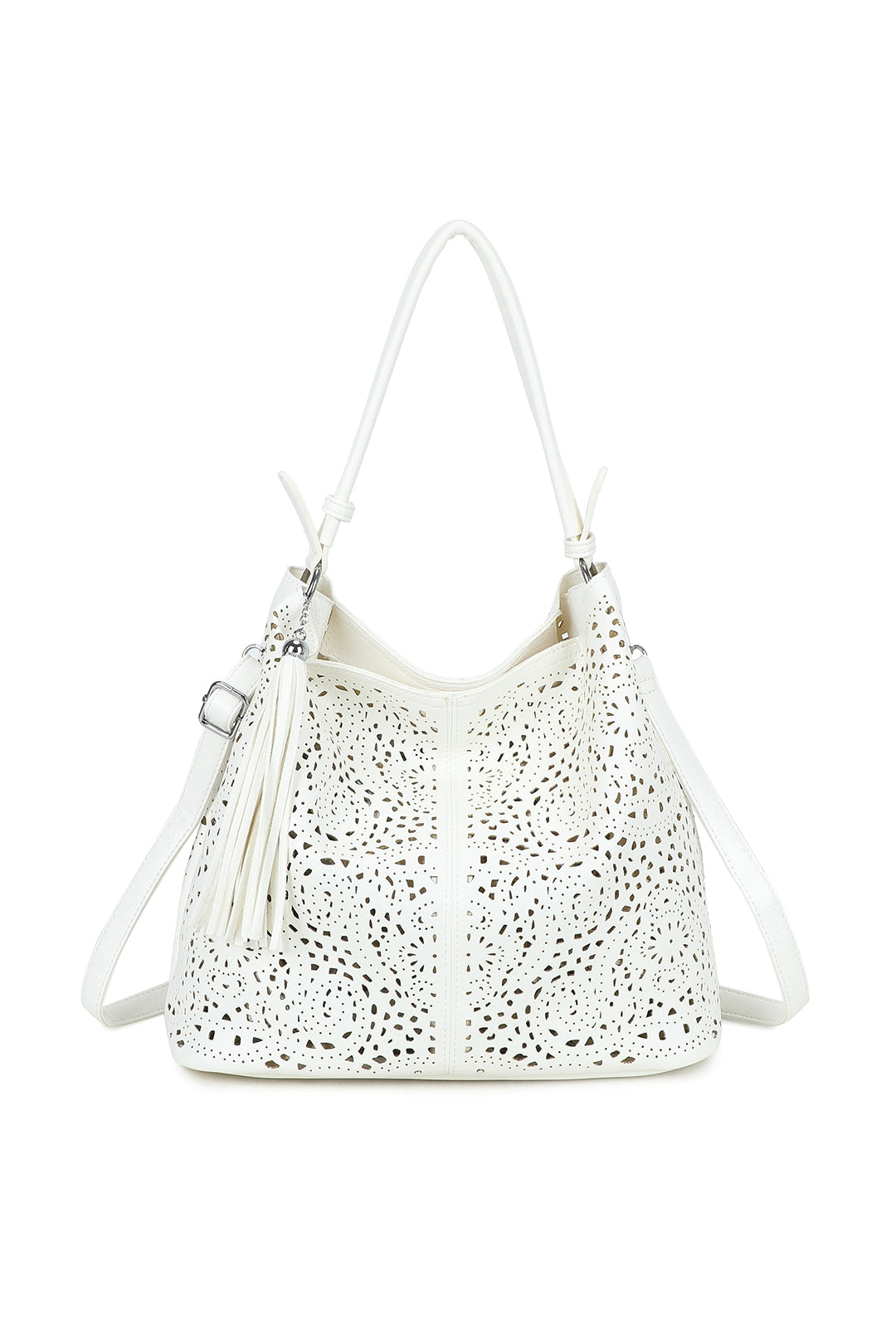 Wren 2in1 Laser Hollowing PU Leather Tassel Hobo Shoulder Bag - RW250903