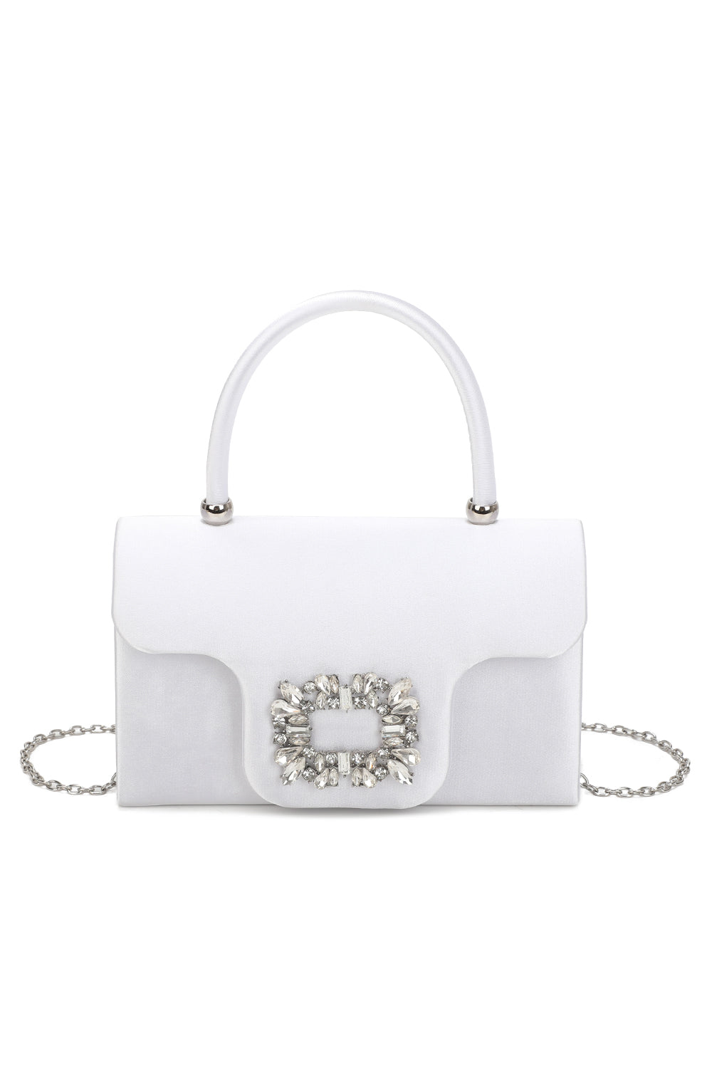 Starlit Satin Top Handle Clutch Bag With Diamond Decoration - RZ2531
