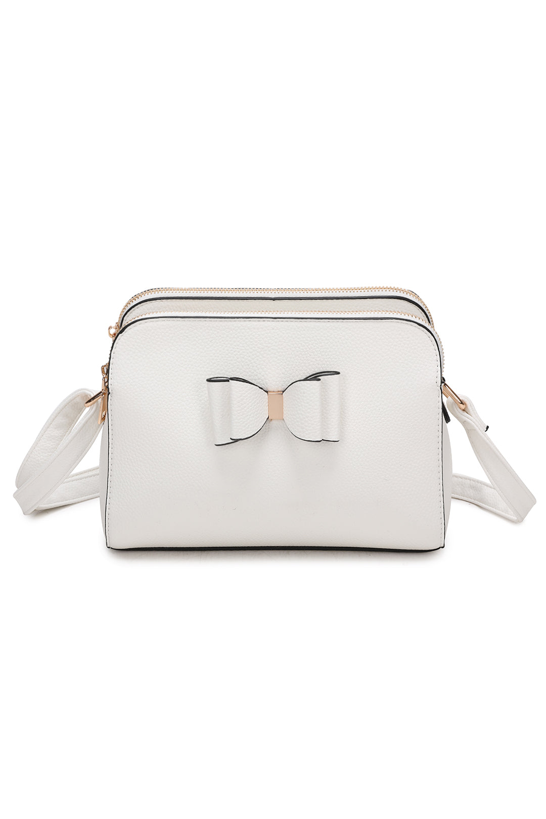 Gabby Triple Zip Tri-Compartments PU Butterfly Bow Crossbody Bag - RB230922
