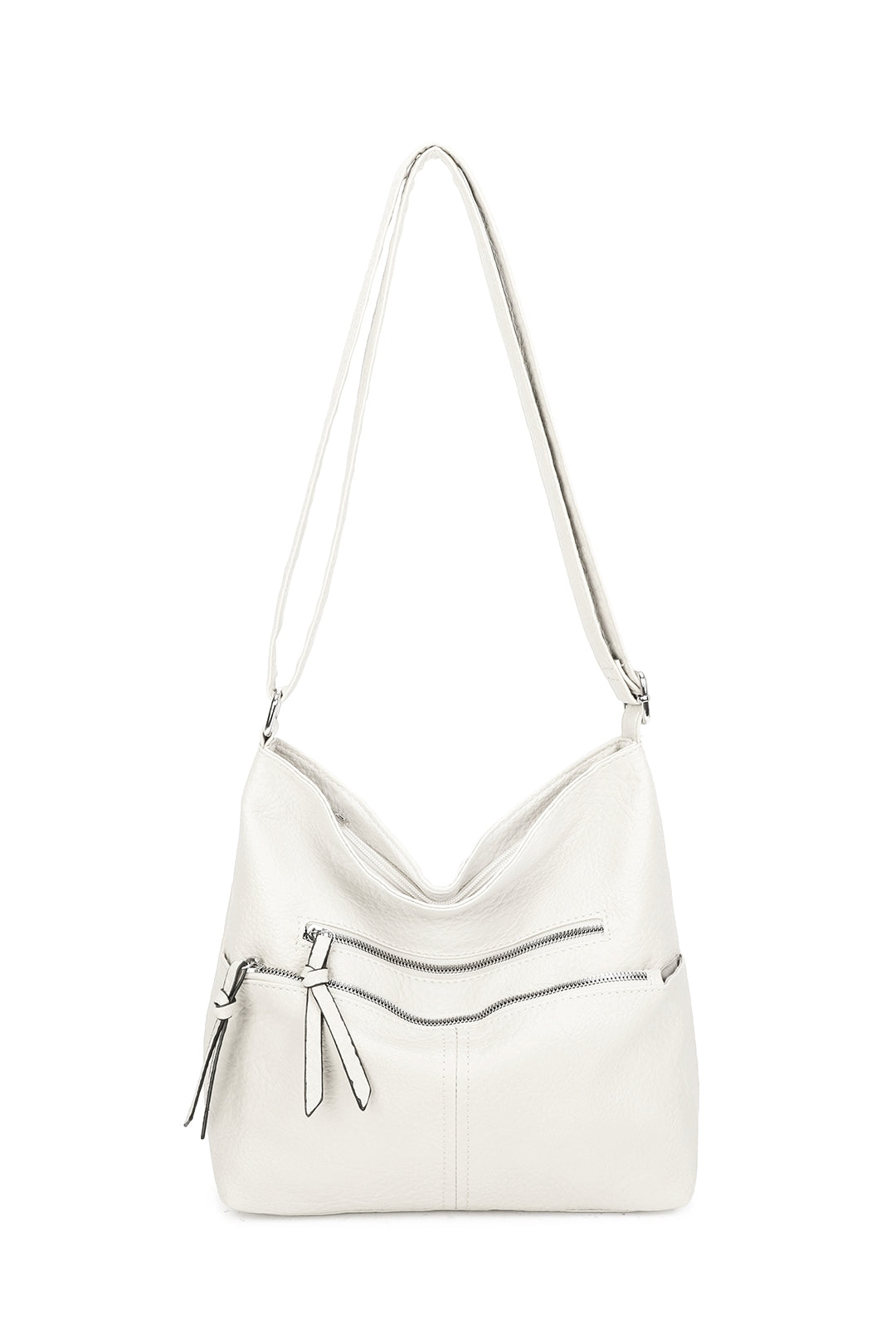 Harrison Minimalist Triple Zips PU Leather Oversized Crossbody Bag - RB220811