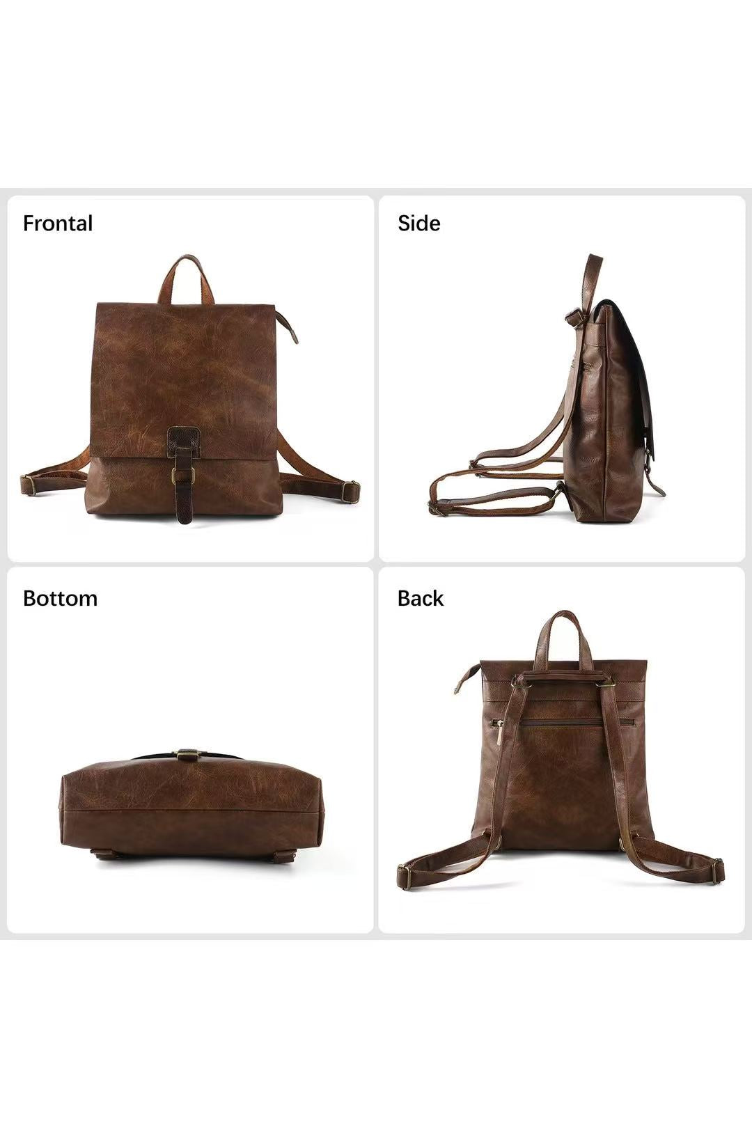 Gino PU Leather Convertible Backpack Crossbody Bag with Real Leather Magnetic Fastening - RX260521
