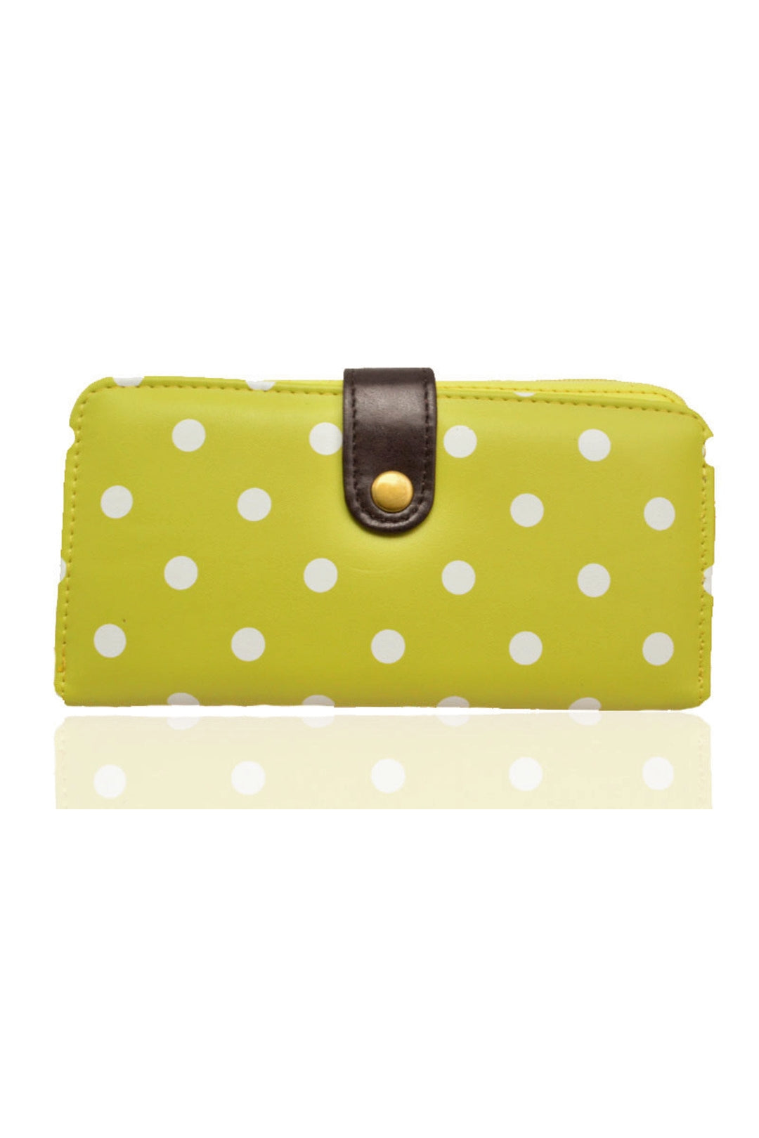Polka Dot PU Leather Purse With Metal Button - K2 - PUS
