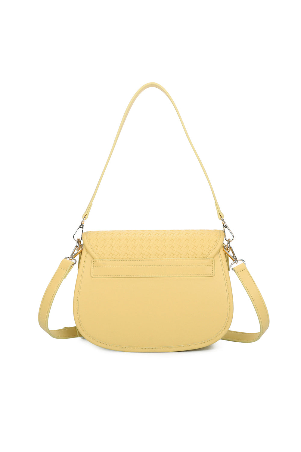 Echo PU Leather Woven Patterned Shoulder/Satchel Bag with Extra Long Strap - ry241058