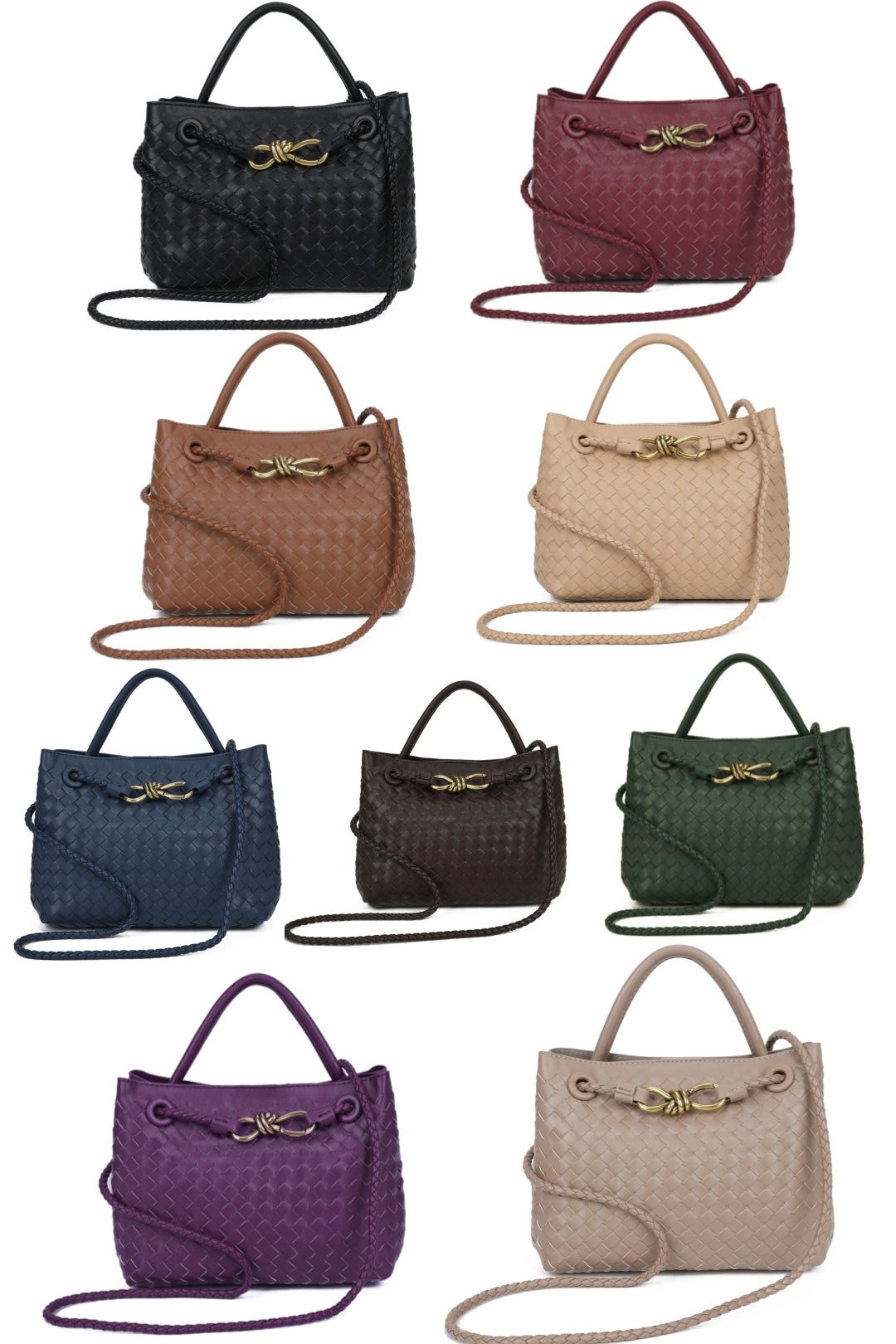 Mirelle Hand-woven Top-Handle Tote Bag With Bronze Knot Detail - RX26402