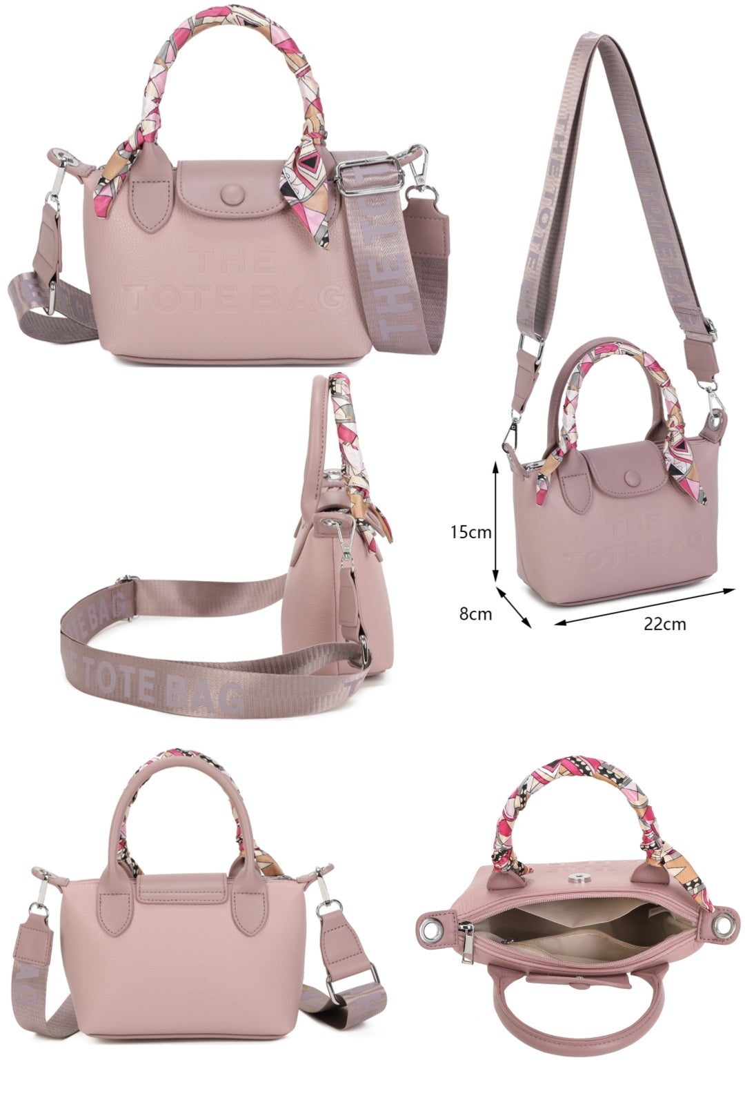Bronte PU Leather Scarfed Mini Top Handle Tote Bag - RJ260541