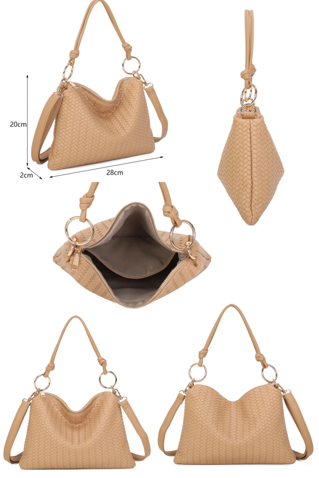 Paloma PU Woven Pleated Shoulder Crossbody Bag - RB260512
