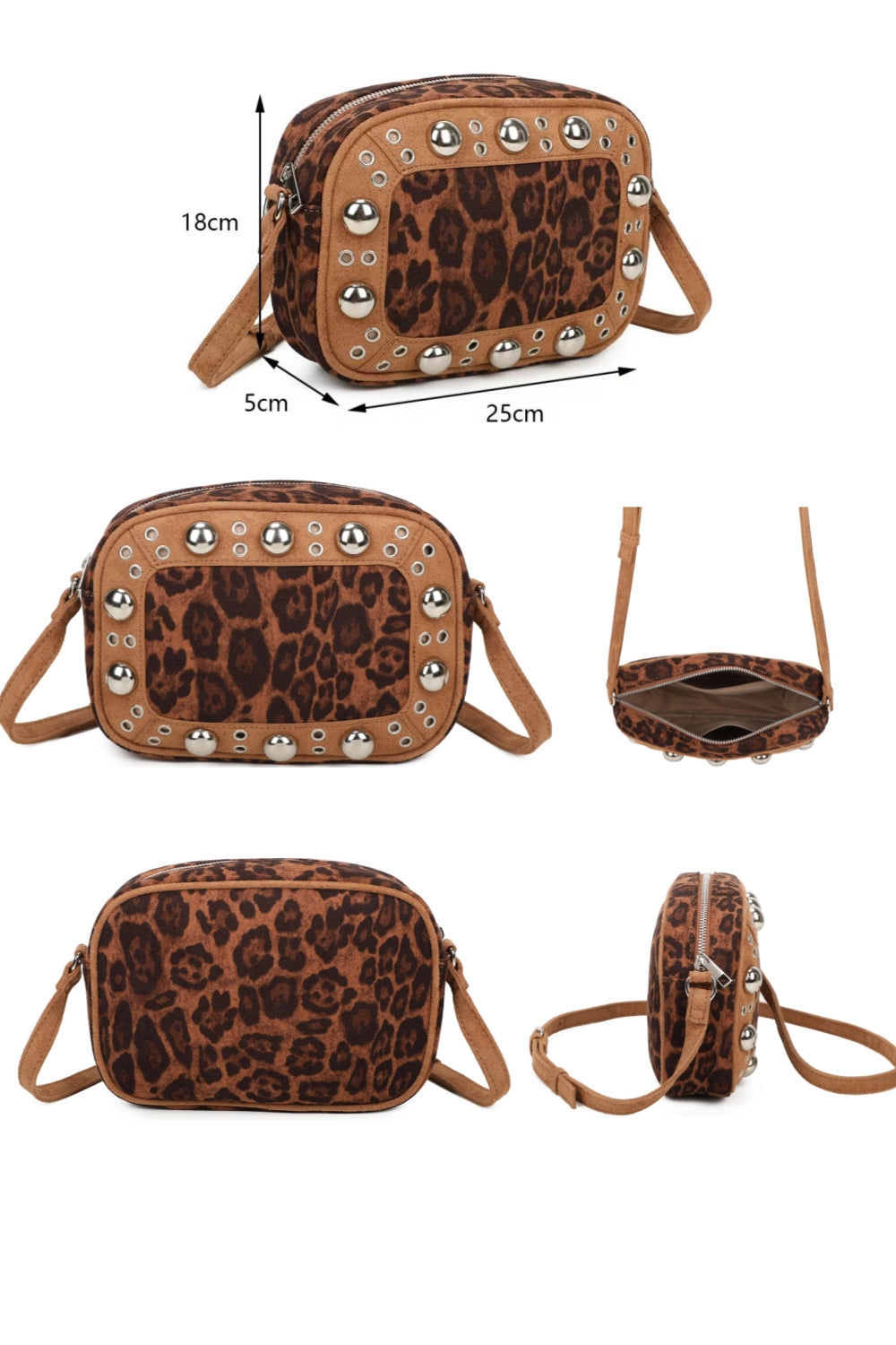 Leopard Patterned Luxe Soft Suede Leather Crossbody Bag - RJ250477