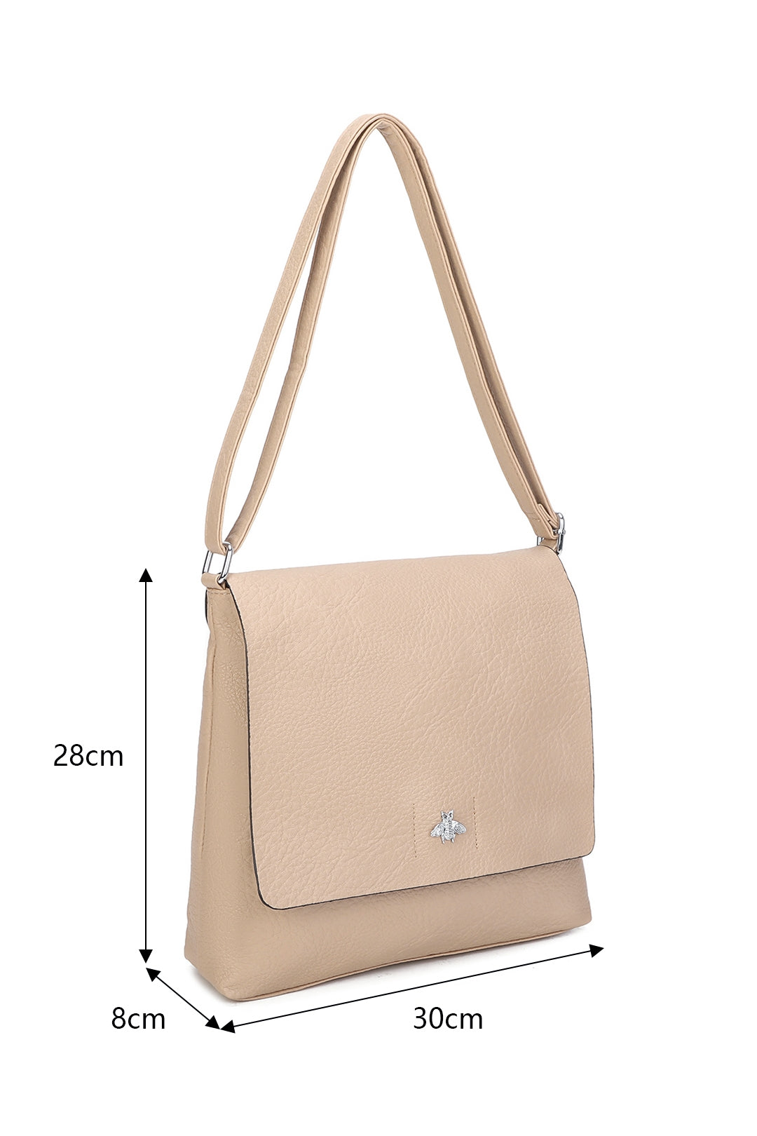 Blanchett Minimalist Flap Bee Badge PU Leather Crossbody Shoulder Bag - RB220813