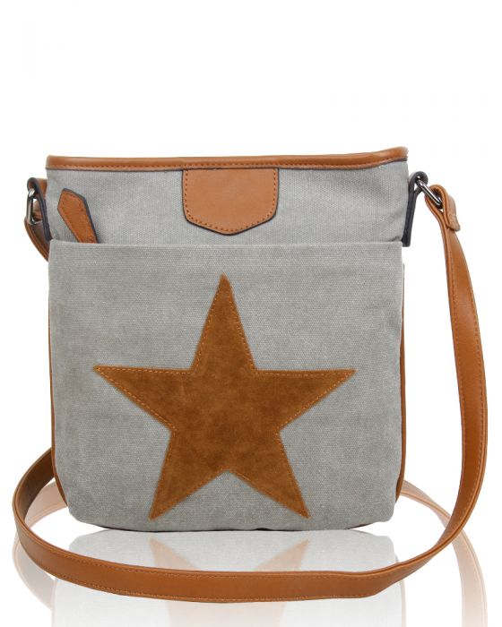 Canvas Star Patterned Cross-Body Bag