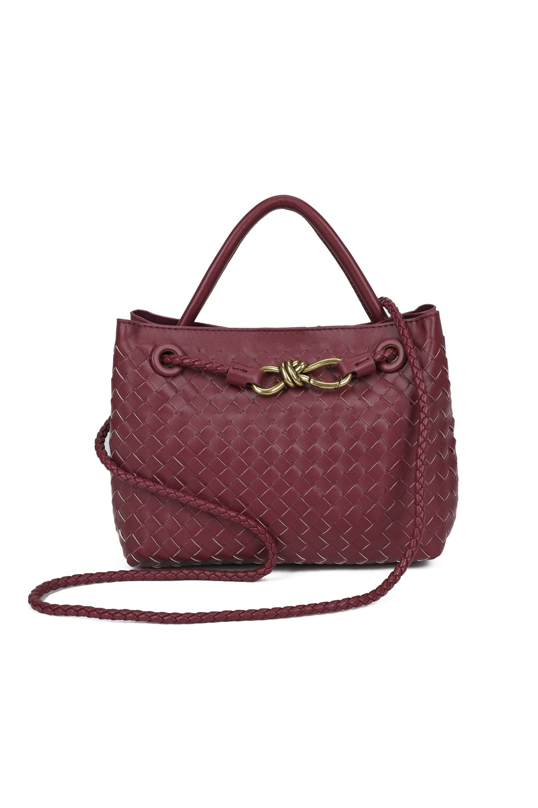 Mirelle Hand-woven Top-Handle Tote Bag With Bronze Knot Detail - RX26402