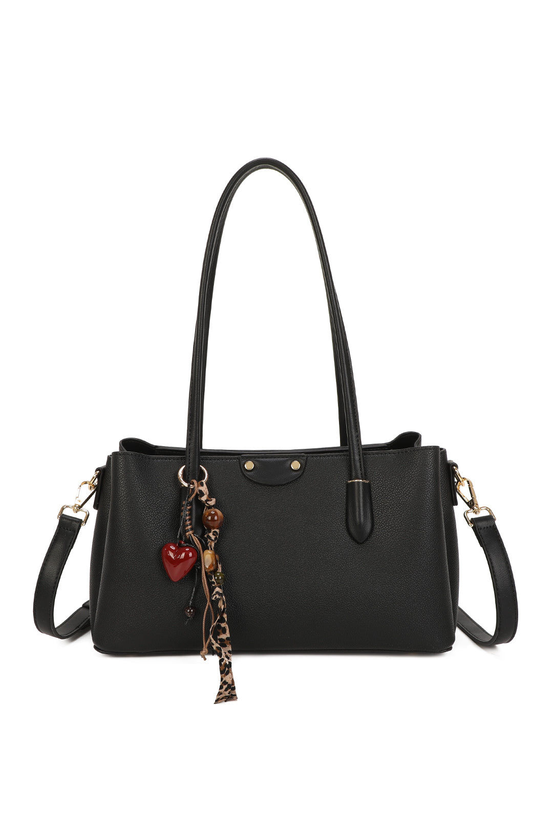 Evora PU Leather Triple Compartments Baguette-style Top Handle Bag - RY260536