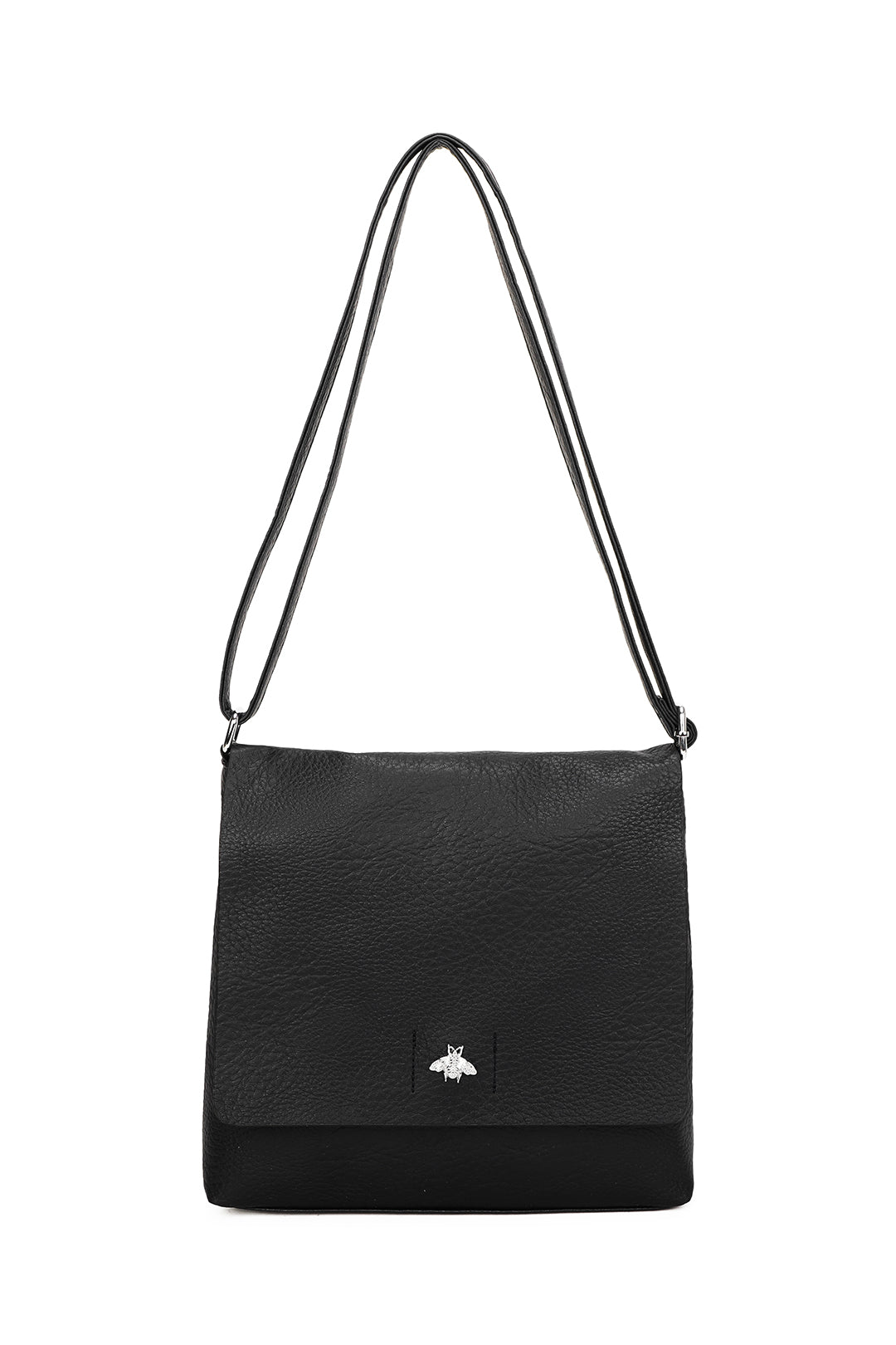 Blanchett Minimalist Flap Bee Badge PU Leather Crossbody Shoulder Bag - RB220813