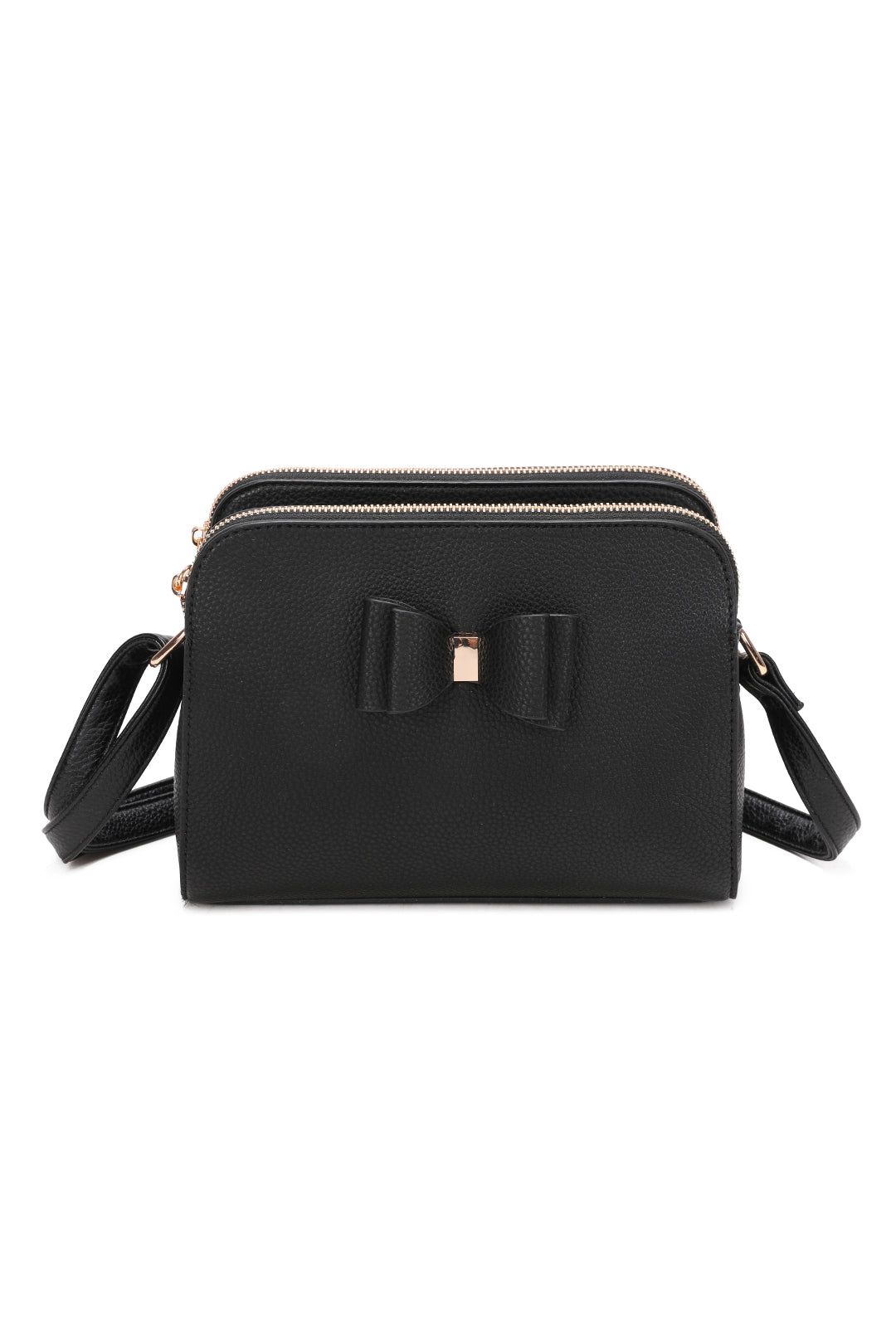 Gabby Triple Zip Tri-Compartments PU Butterfly Bow Crossbody Bag - RB230922