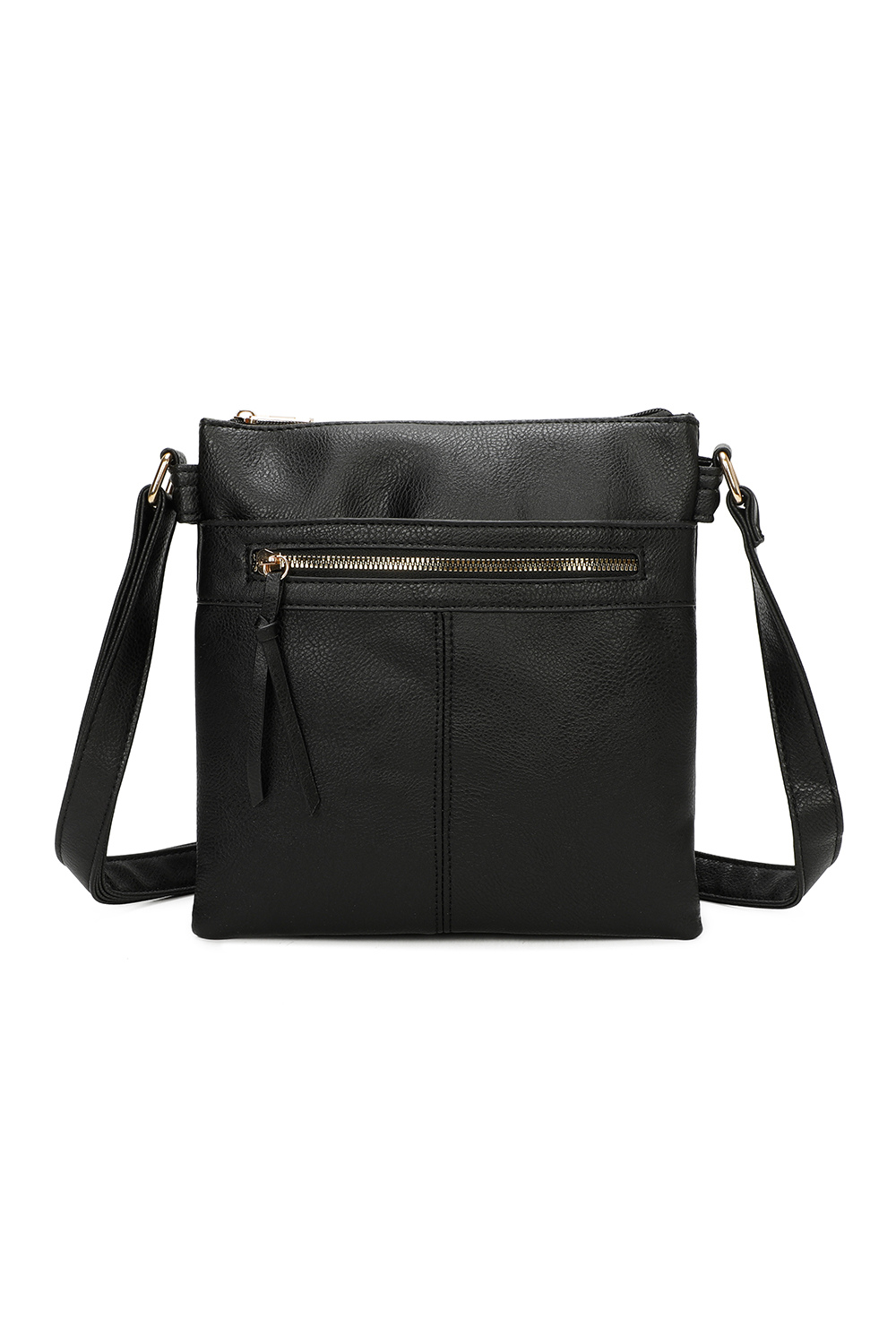 Perry Triple Zip PU Leather Crossbody Messenger Bag